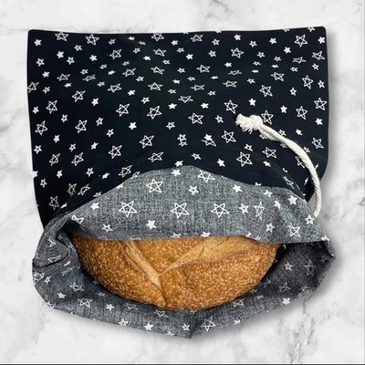 Рождественский черно-белый хлопковый льняной мешок для хлеба, многоразовый для хранения закваски хлеба - Изображение 1 из 4