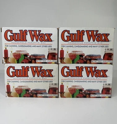 4 GULF WAX Household Paraffin Wax 1 lb Boxes Canning Candles Surfboards Skis - Image 1 of 4