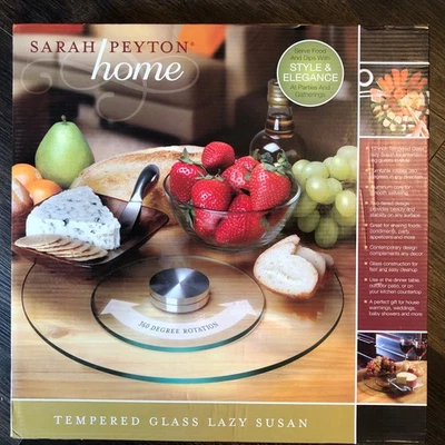 Sarah Peyton Home 12" Round Tempered Glass Lazy Susan Spinning Turntable ~ NEW - Image 1 of 4