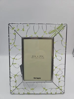 Marco de fotos libélula Pier 1 Imports tono plata metal y cuentas 4 X 6 Foto 1 de 4