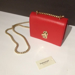 Francesca's Faux Leather Cute Tiny Crossbody Purse Red Gold Hardware NWT Keyhole - Picture 1 of 11