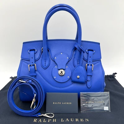Ralph Lauren 系列 Ricky 软皮革手提包 单肩包 2 路蓝色 二手 — 第 1/4 张图片