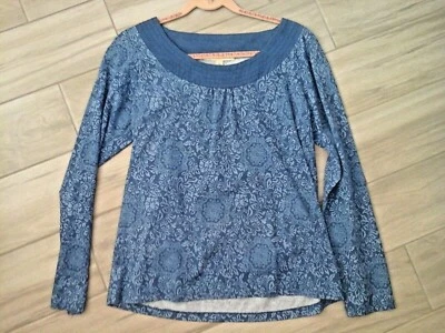 Debbie Morgan Blue Floral Long Sleeve Scoop Neck Knit Top     Size M - Image 1 of 3