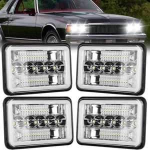 4Pcs 4x6 INCH LED Headlights DRL Sealed Beam For 1977-1986 Chevrolet Caprice - Picture 1 of 12