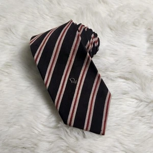Christian Dior Mens Neck Tie Brown Striped Silk Blend - Picture 1 of 6