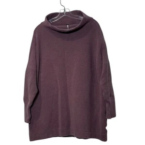 Free People M Ottoman Slouchy Tunic Sweater Mock Neck Knit Ribbed Oversized - Picture 1 of 8
