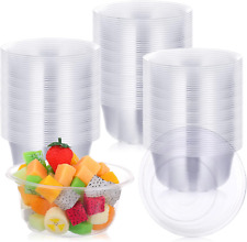 100 Pack 16oz Plastic Bowls Disposable Plastic Serving Bowls Clear Bowls Hard Pl