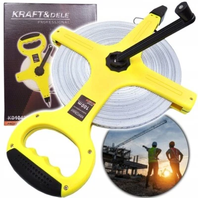 Rotella Metrica 100m Fibra di Vetro Professionale Rullina Misurazione Edilizia - Immagine 1 di 4