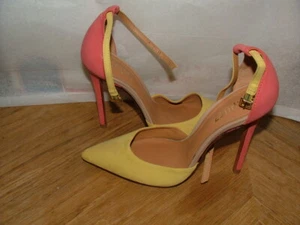 NEW WOB SCHUTZ MARY JANES PUMPS SIZE 6 B LEATHER YELLOW PINK SUEDE SOLID #365 - Picture 1 of 7