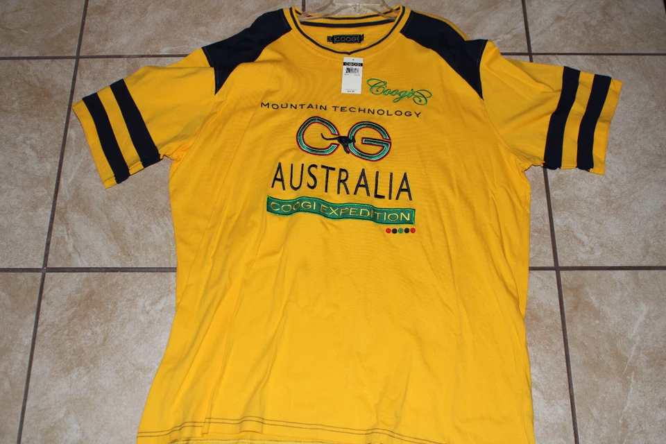 Nova Camisa Masculina Coogi Vintage Manga Curta Bordada Amarela 3XL XXL - Imagem 1 de 1