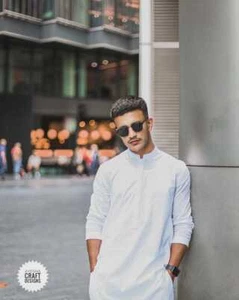 Men Sequin Work Chikankari Kurta Pyjama Set | Men's Cotton Mirror Work kurta Set - Picture 1 of 8