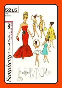 11½" Doll Atlantic City Wardrobe Simplicity 5215 Vtg 1963 Craft Sewing Pattern - Picture 1 of 6