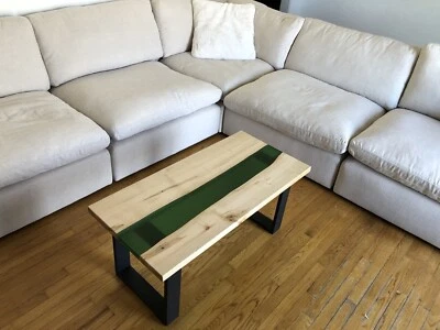 Handmade Maple Green Epoxy Coffee Table - Image 1 of 4
