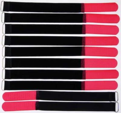 BIE-TEC 10 x Kabelklettband 30 cm x 25 mm rot Klettband Klett Kabel Binder Band mit Öse