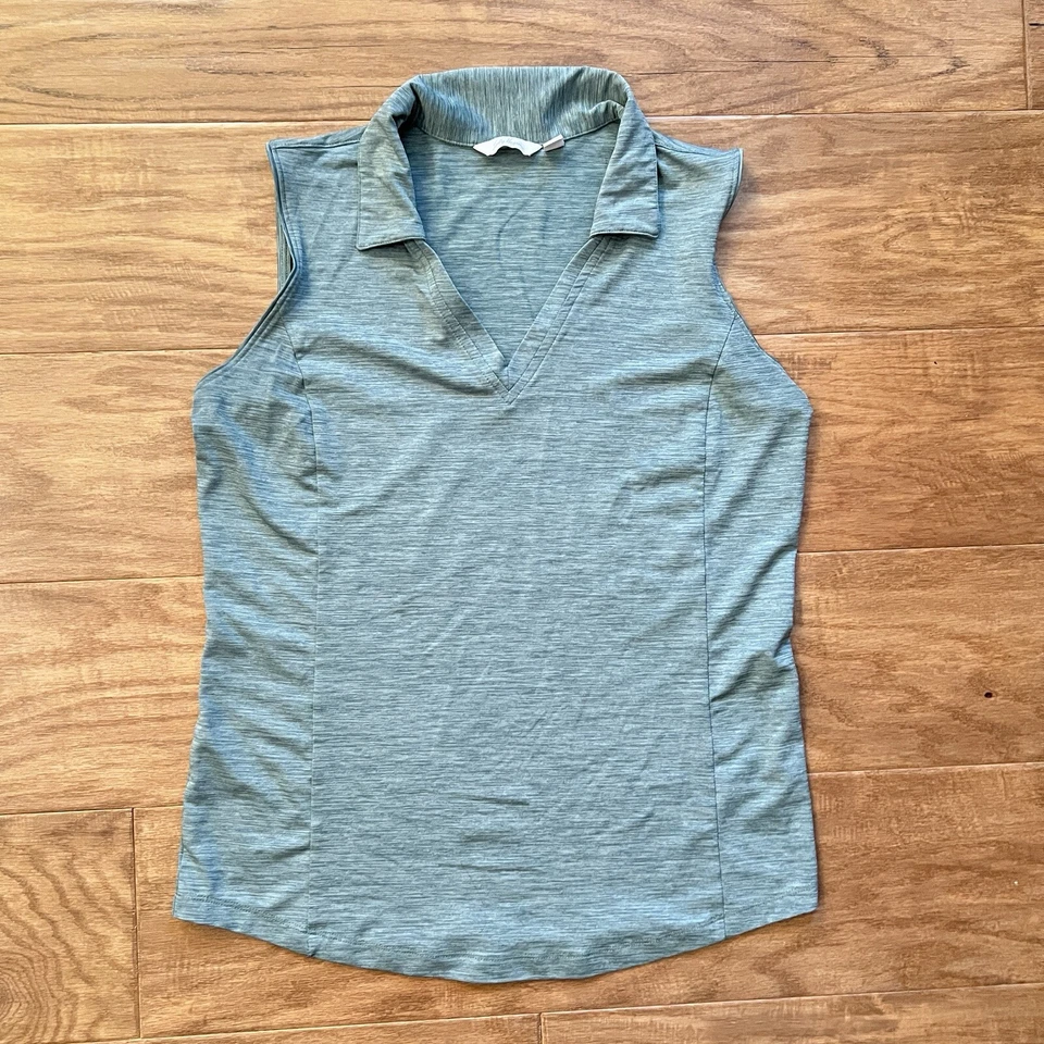 Camisa polo de golf sin mangas Dama Hagen talla S verde teñido espacial cuello en V Foto 1 de 4