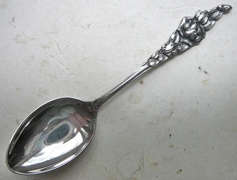 Watson Floral ROSE Sterling June Birth Month Demitasse Spoon No Mono ☞EXCELLENT☜ Cover