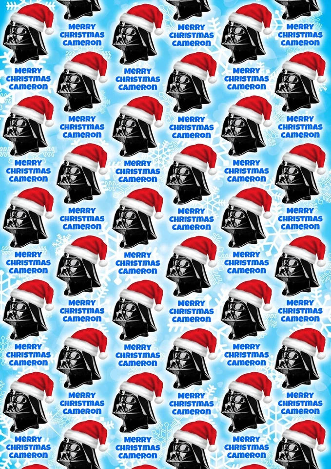 DARTH VADER Personalised Christmas Gift Wrap - Star Wars Wrapping Paper - R2D2 - Image 1 of 1