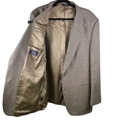 Jos A Bank Executive Collection Wool Silk Houndstooth Blazer Jacket 46L - Image 1 of 4