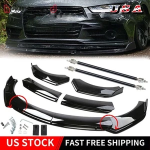 For Audi A3 A4 A5 A6 Front Bumper Lip Spoiler Splitters Diffuser Gloss Black - Picture 1 of 19
