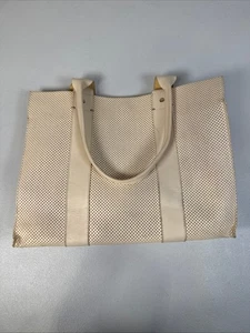 Clare V. Noemie Beige Perforated Handbag Tote with Stain - Picture 1 of 12