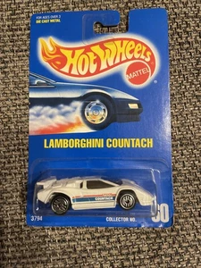HOT WHEELS #60 LAMBORGHINI COUNTACH BLUE CARD White w/chrome ultra hot wheels. - Picture 1 of 4