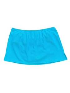 Lands End Turquoise Ribbed Swimsuit Skirt Bottoms Size 14 Built In Briefs NEW - Picture 1 of 5