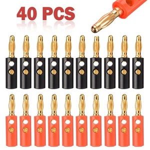 40 piezas enchufes banana chapados en oro conector de audio altavoz cable conector tornillo 4 mm - Imagen 1 de 16