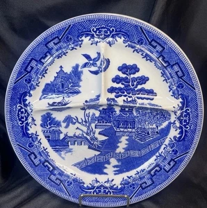 Piastra griglia ideale divisa salice blu vintage 10,25" USA - Foto 1 di 24