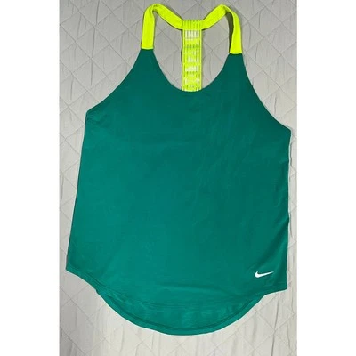 Camiseta sin mangas Nike Dri-Fit talla pequeña para correr fitness entrenamiento espalda deportiva verde amarillo Foto 1 de 4