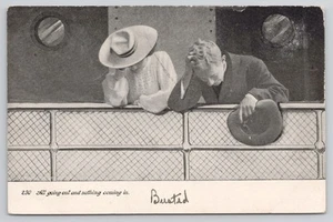 Seasick Ship Couple Humor Belchertown MA Massachusetts Postcard - Picture 1 of 2