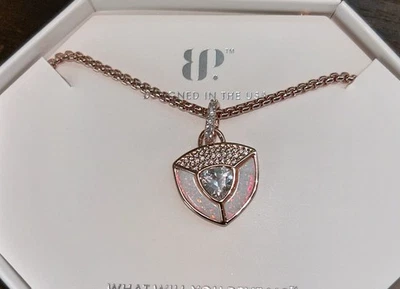 WRAPPED IN WHAT MATTERS October Necklace White Opal on ROSE GOLD Bomb Party NEW! - Image 1 of 4