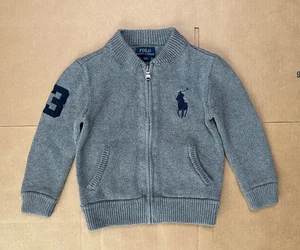 Polo Ralph Lauren Boys 3T Knit Gray Sweater Cardigan Big Pony #3 - Picture 1 of 8