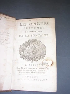 La Fontaine oeuvres posthumes Jean Pohier 1696 edition originale - Picture 1 of 3