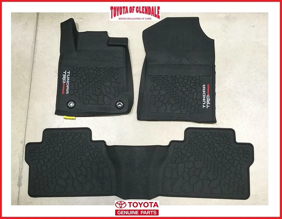 OEM Toyota Tundra 2014-2021 TRD Pro All Weather Floor Liner 3pc Set