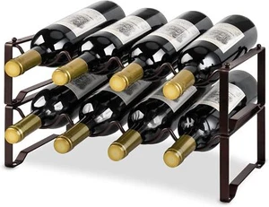 Mutool 2 Tier Stackable Wine Racks Hold 8-16 Bottles Wines,Metal Freestanding S - Picture 1 of 7