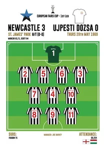 Impresión Newcastle 3 Ujpest Dozsa 0 A4 Match - Imagen 1 de 1