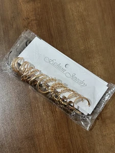 Gold Plated Stainless Steel Classic Hoop Earrings for Women Set of 6 Pairs - Picture 1 of 2