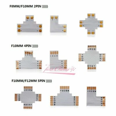 L T X Shape 8 10mm 12mm 4/5pin RGB RGBW LED Strip Corner Connector PCB Board - Image 1 of 4