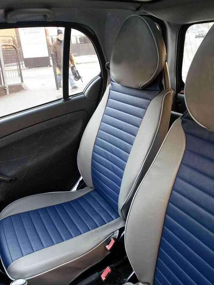 FODERE SEDILI AUTO SMART FORTWO - ROADSTER 2000/2007 SIMILPELLE BLU + GRIGIA - Imagen 1 de 1