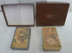 Tarjetas de juego Caspari doble mazo + caja original - codornices y flores - COMPLETAS - Imagen 1 de 8