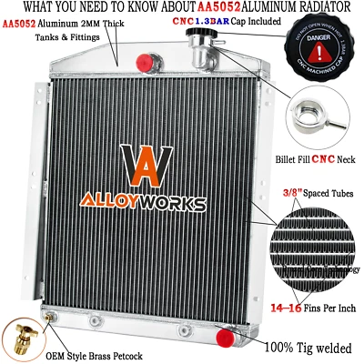 3 Row Radiator For 1948-1954 Chevrolet Chevy/GMC Truck 3100 3600 3800 Pickup L6 - Image 1 of 4