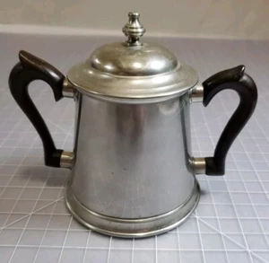 Nice Stieff Pewter P2 Wood Handle Sugar Bowl With Lid VGUC - Picture 1 of 10