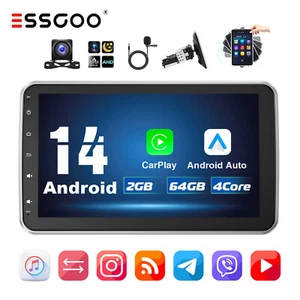 10" Autorradio Android 14 CarPlay GPS 1 DIN WIFI Pantalla giratoria MIC 64G Cám - Imagen 1 de 15