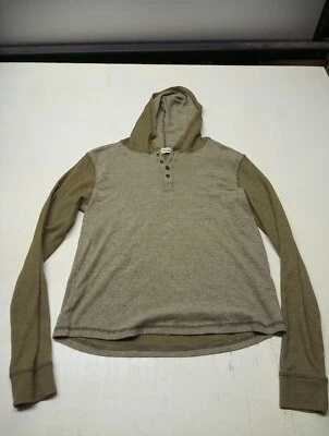 Threads For Thought Olive Green Hooded 1/4 Button Long Sleeve Shirt Men's M - Image 1 of 4