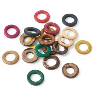 200 un. Anillos de unión de coco teñidos colores mixtos de madera conectores 23 mm - Imagen 1 de 6