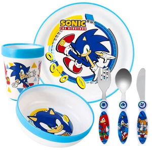 Sonic Kids 6 Piece Dinnerware Cutlery Set - Plate/Bowl/Cup/Knife/Fork/Spoon - Picture 1 of 7