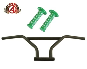 ALTA 4-Piece BMX Handlebar Old School Black W/ WHITE STARS BMX Style GRIPS. - Picture 1 of 9