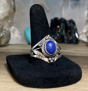 VTG Sterling Silver Artisan Blue Lapis Lazuli 925 Ring Sz 6.75 (AN125-3) A - Picture 1 of 18