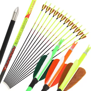 32" Pure Carbon Arrow Archery SP400-1000 2" Feather ID4.2mm Recurve Bow Shooting - Picture 1 of 17