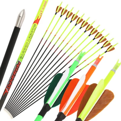 32" Pure Carbon Arrow Archery SP400-1000 2" Feather ID4.2mm Recurve Bow Shooting - Image 1 of 4